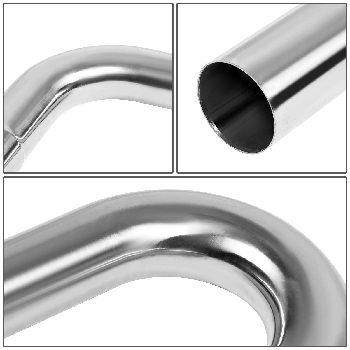 DNA Motoring ZTL-25SS 16 Pcs 2.5 Inches Stainless Steel DIY Custom Exhaust Tubing Mandrel Bend Pipe Straight & U-Bend Kit, Universal Fit