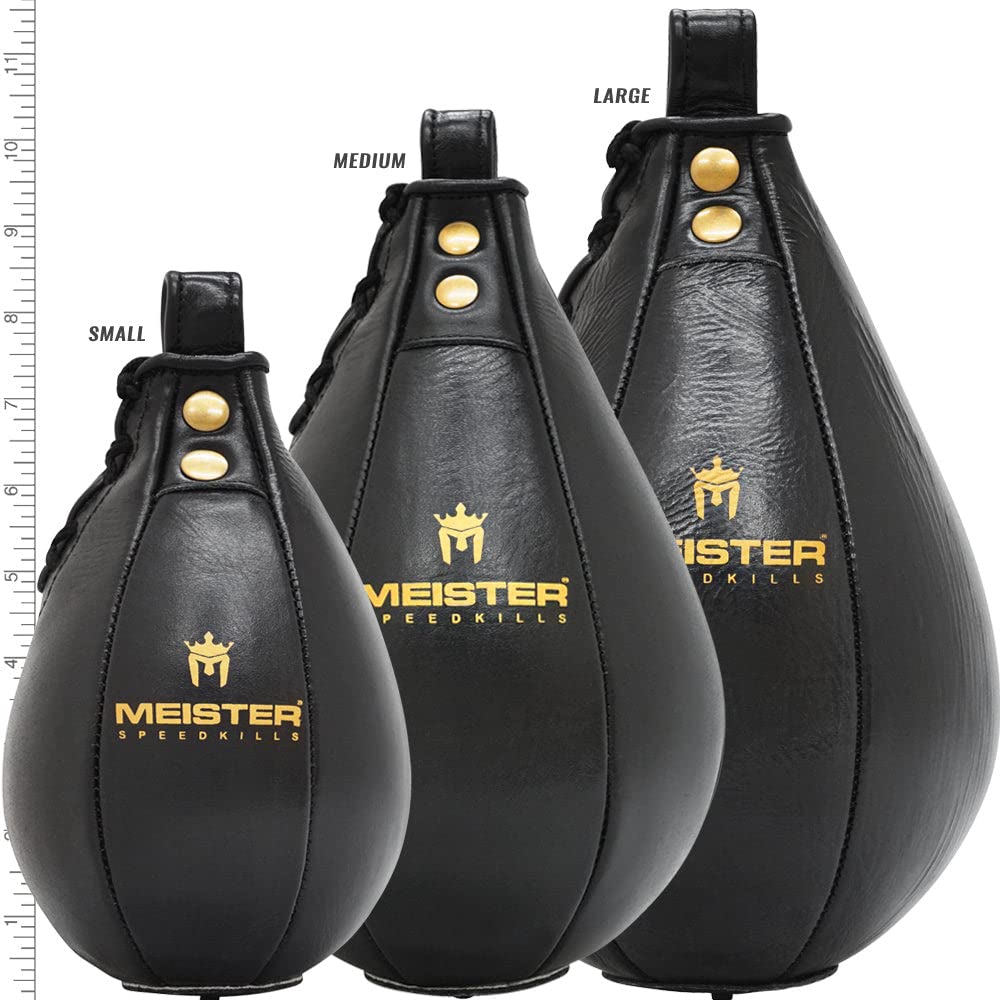 Meister SpeedKills Leather Speed Bag w/Lightweight Latex Bladder - Black - Large (10.5" x 7") (26.7 cm x 17.8 cm)