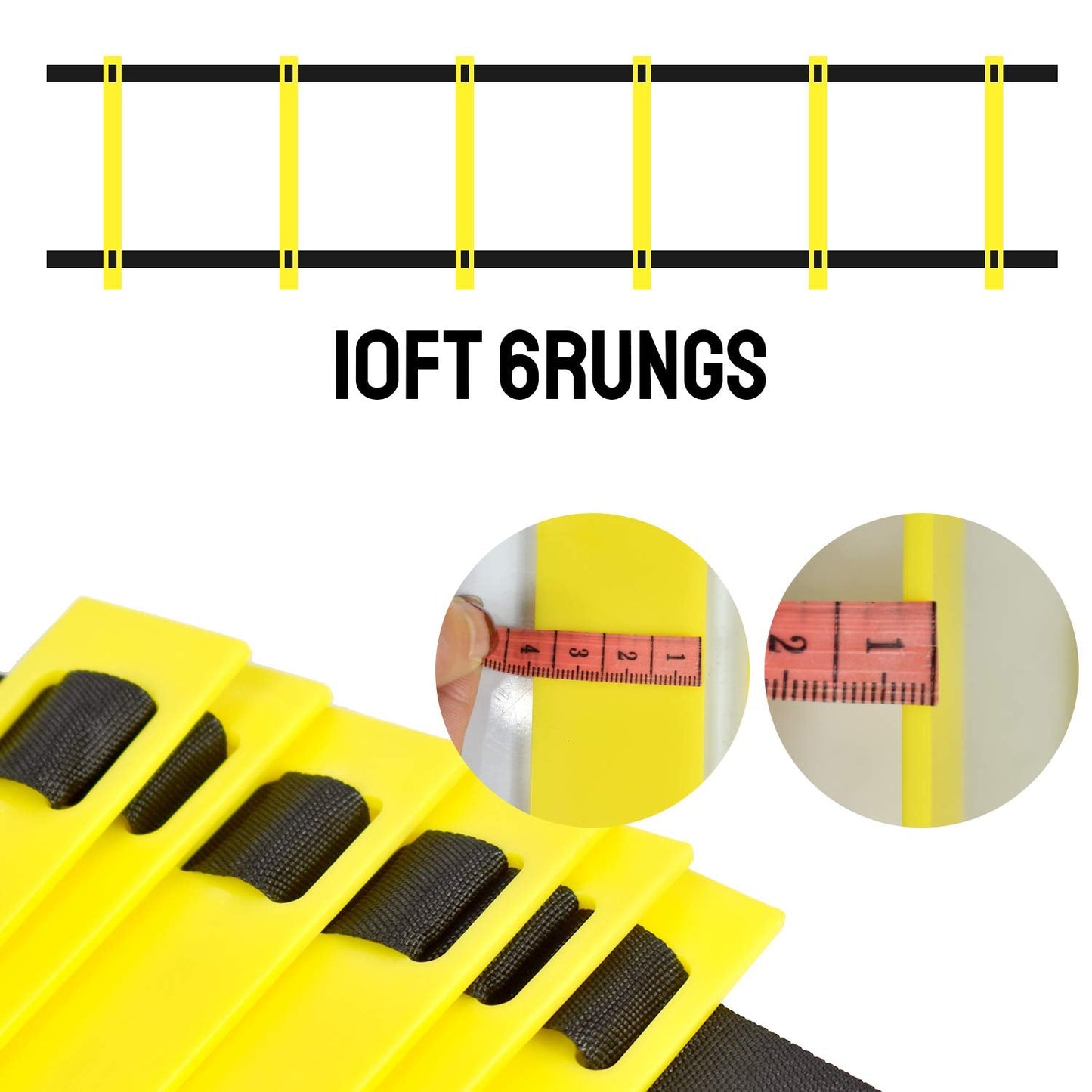 TNZMART Agility Ladder Speed Ladder 6Rung10FT 12Rung20FT Training Equipment for Football Soccer Basketball with Carrying Bag (10FT, Yellow)