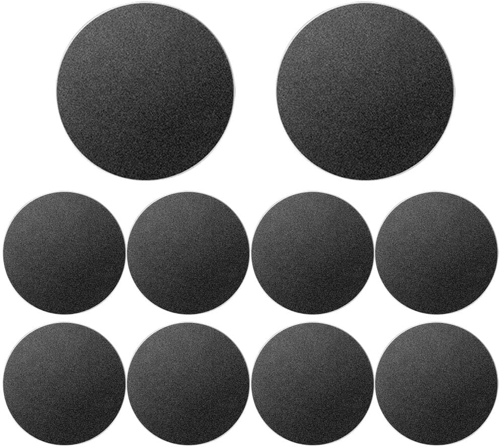 ANRACHEL (Black,10 Pack) Universal Metal Plate with Adhesive for Magnetic Car Phone Holders, Wall, Magnets. Round Disk