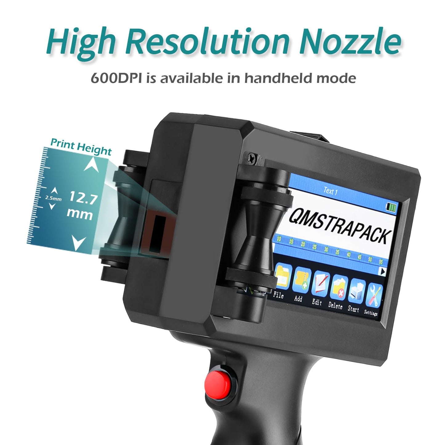 QMSTRAPACK Handheld Inkjet Printer Gun Z10 Printing Height 0.08-0.5 Inch Inkjet Coder with Original Fast-Drying Ink for Text QRCode/Barcode/Batch Number/Label/Image/Date Printer for Any Surface