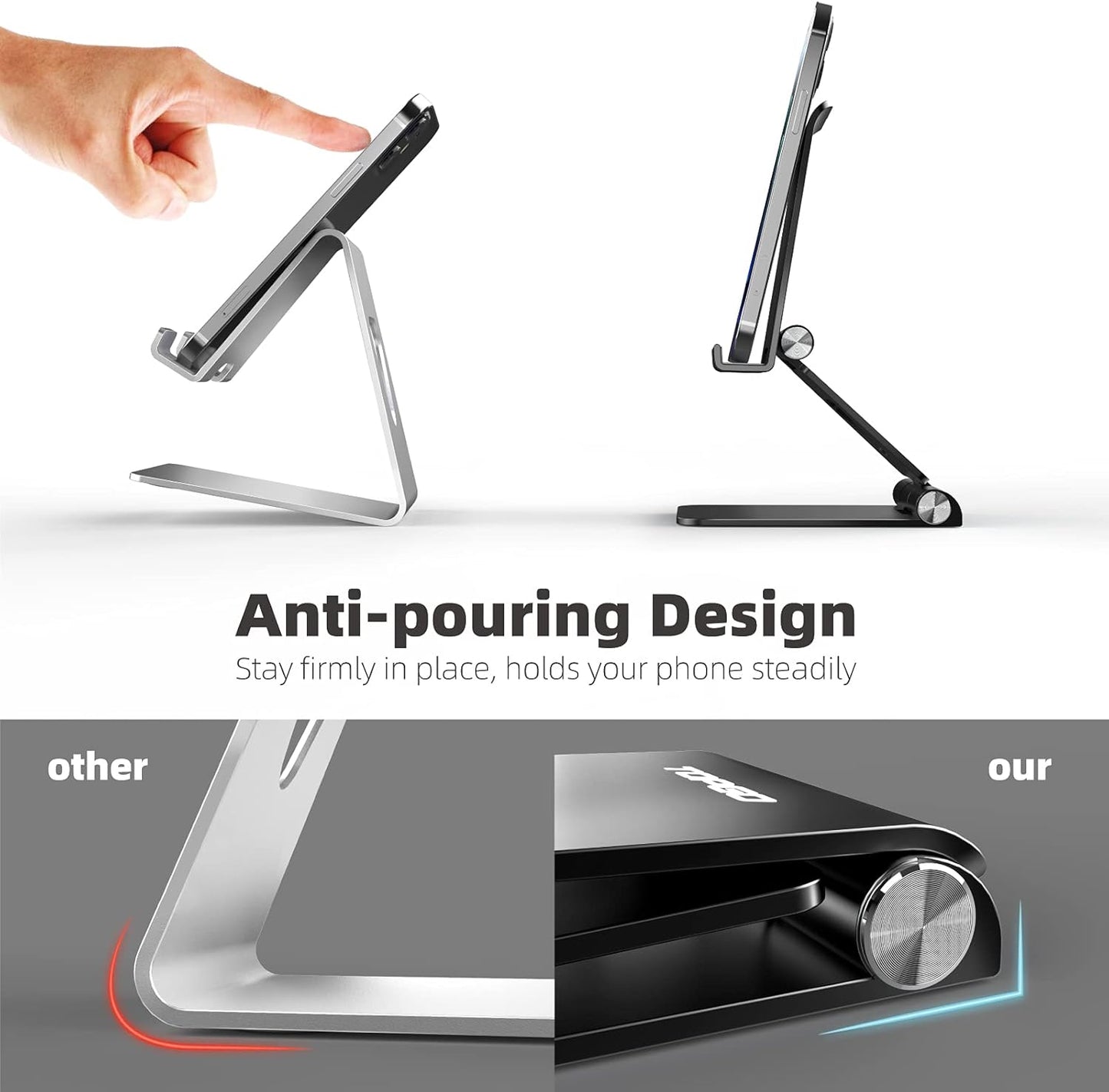 Beamingnet 14/Smartphones/iPad TOPGO Cell Phone Stand, [Stable & Height Adjustable] Foldable Cellphone Holder for Desk