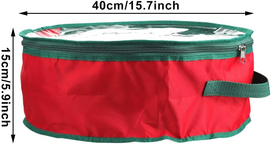 TITA-DONG Christmas Wreath Storage Bag - 2 Pcs 16-Inch Portable Organizer with Dual Zipper & Transparent Window