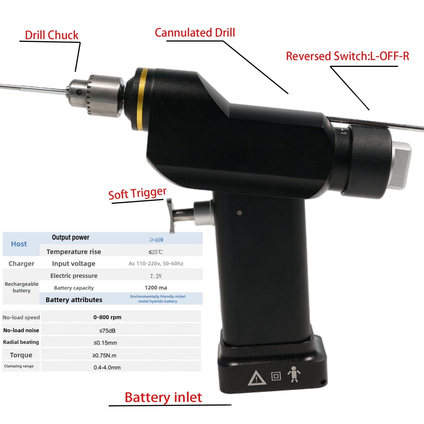 Caphstion Electric Cannulated Drill Micro Hollow Drill Machine Veterinary Mini Bone Orthopedic Tool, Sterilization Box