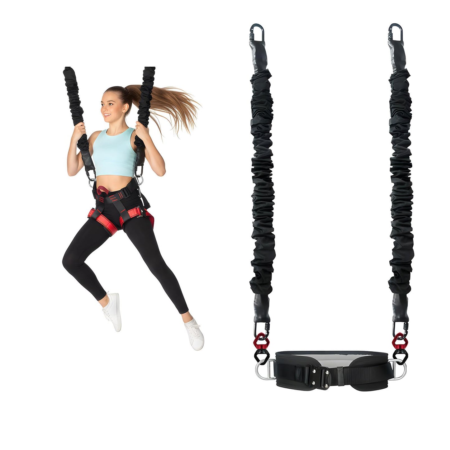 Esanvil Backflip Trainer Backflip Auxiliary Training Rope Heavy Duty Bungee Cords Bungee Fitness Equipment Set for Gymnastics, Martial Arts, Street Dance, Dance, Yoga Backflip Training (M(132-220lbs))