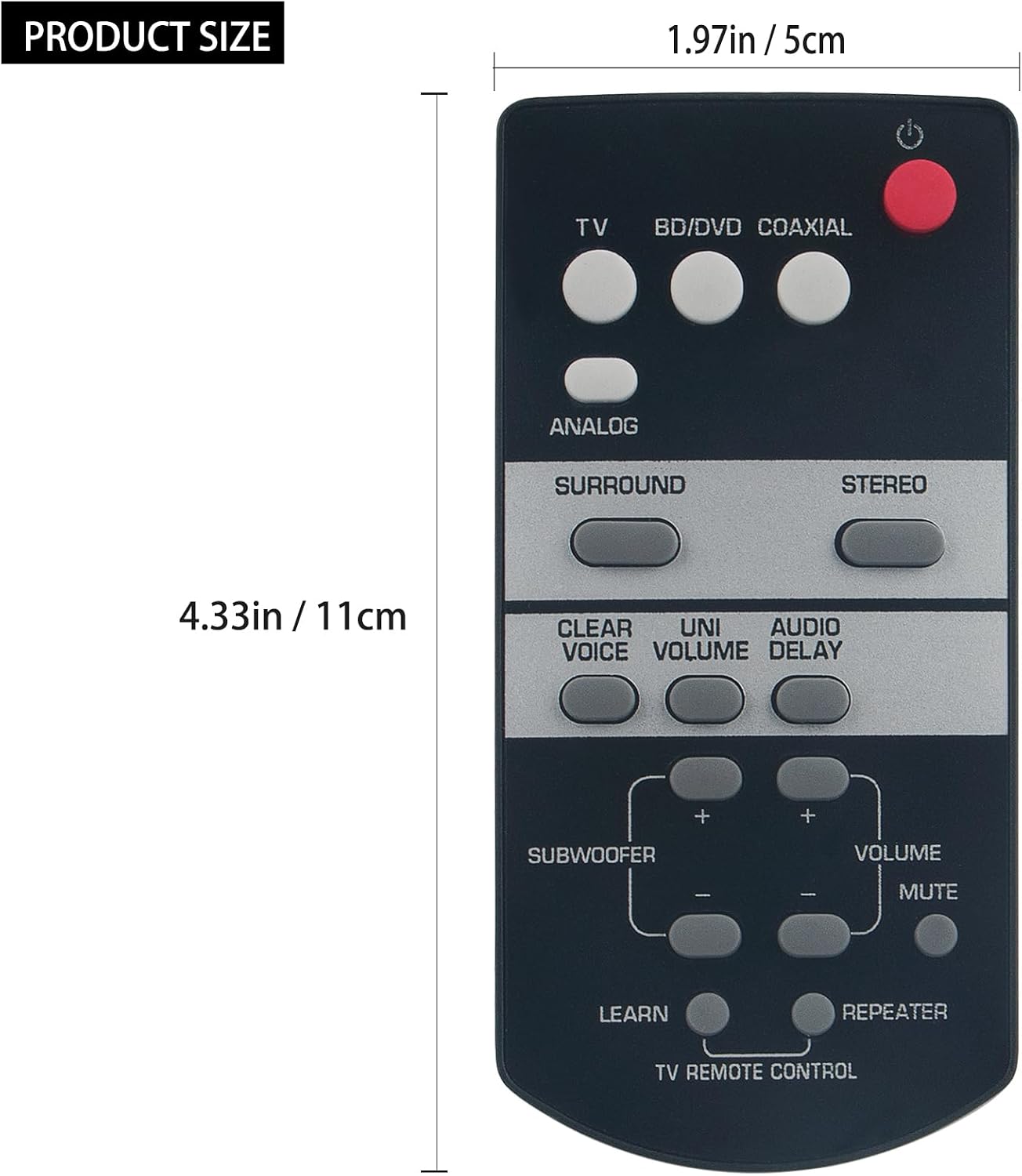 ALLIMITY FSR68 ZJ78800 YAS-93 YAS-103 YAS93 YAS103 Replacement Remote Control Compatible with Yamaha Sound Bar Front