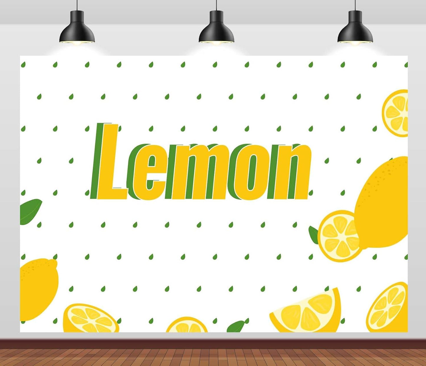 CORFOTO 9x6ft Summer Fabric Lemon Pattern Backdrop Yellow Lemons Green Leaves Citrus Pattern Photography Background