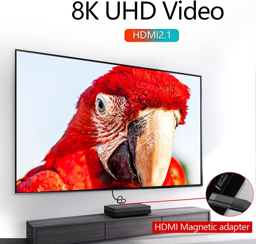 AUCON 2.1 8K Magnetic HDMI to HDMI Converter HDMI Adapter UHD Video Compatible with Computer Smart Box Monitor TV