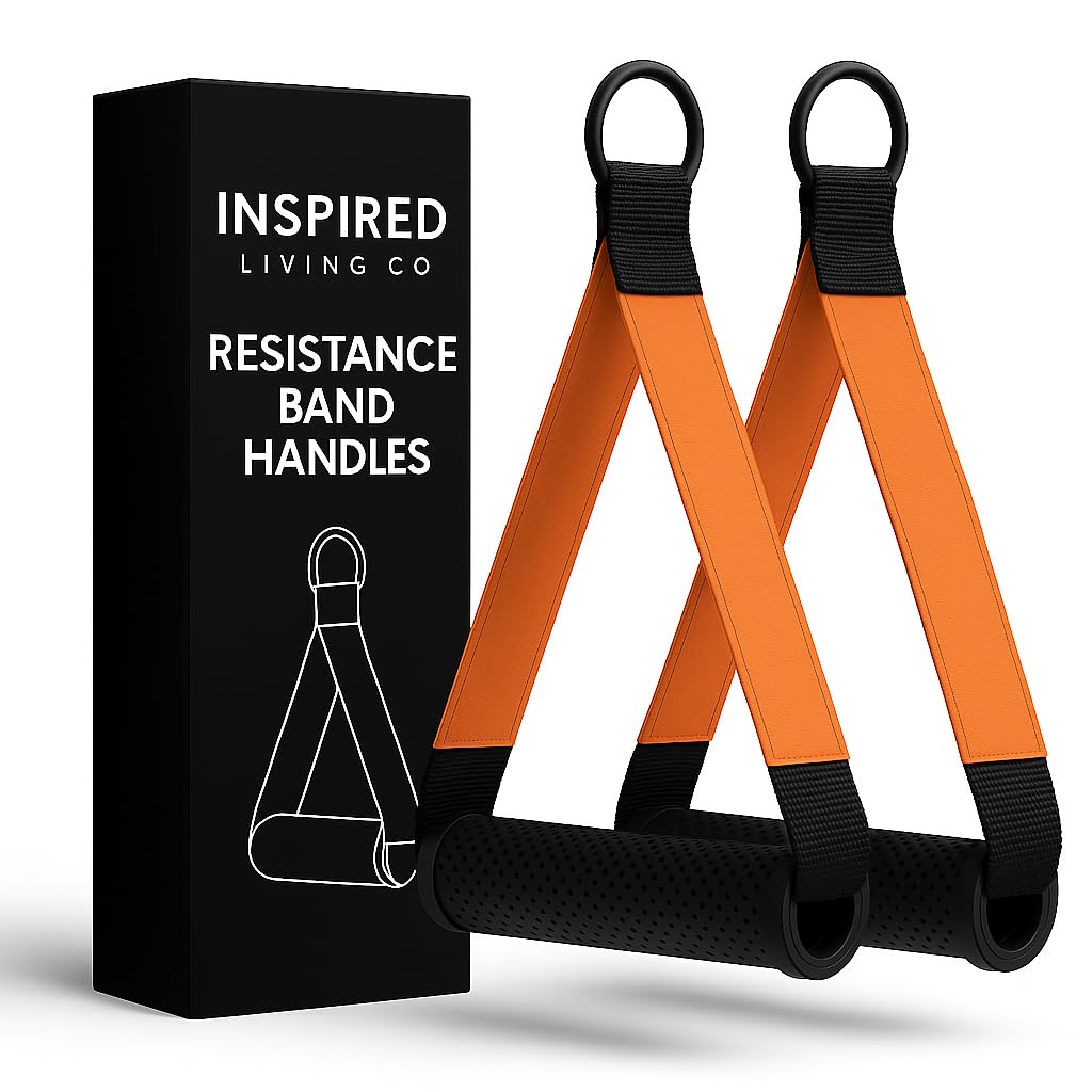 Inspired Living Co. D Handle Cable Attachment (2-Pack) – Heavy-Duty Gym Cable Handles for Cable Machines, Home Gym & Resistance Bands – Non-Slip D Handles for Pulldowns, Rows & Strength Training