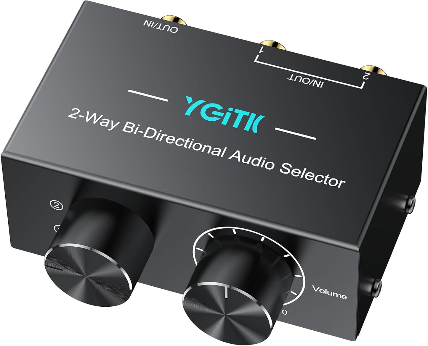 YGiTK 2-Way 2-in-1-Out/ 1-in-2-Out 3.5mm Stereo Audio Switcher Bi-Directional Aux & RCA L/R Audio Switch Selector Box