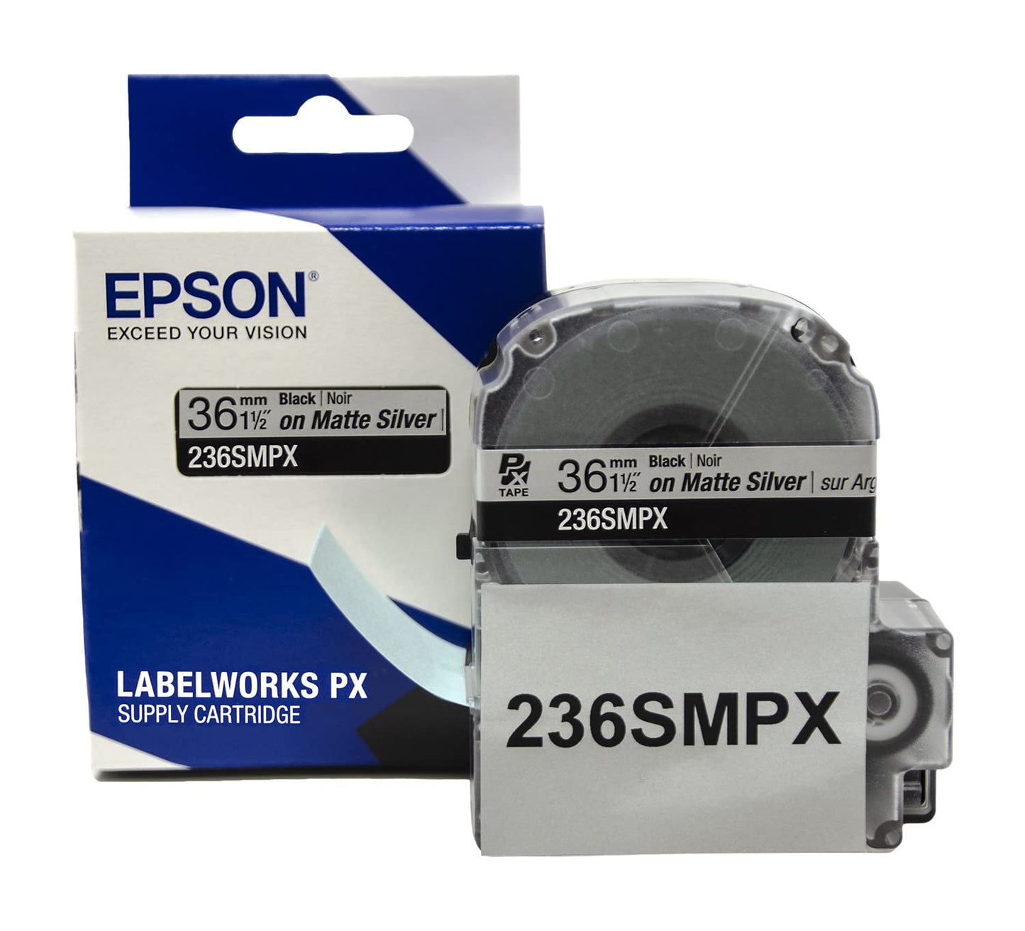 LABELWORKS Epson Asset Management Bundle - LW-PX900PCD Industrial Label Maker Kit, 236SMPX, 224SMPX, and 212SMPX PET (Polyester) Tape Cartridges - Black on Silver Matte Label Maker Tapes