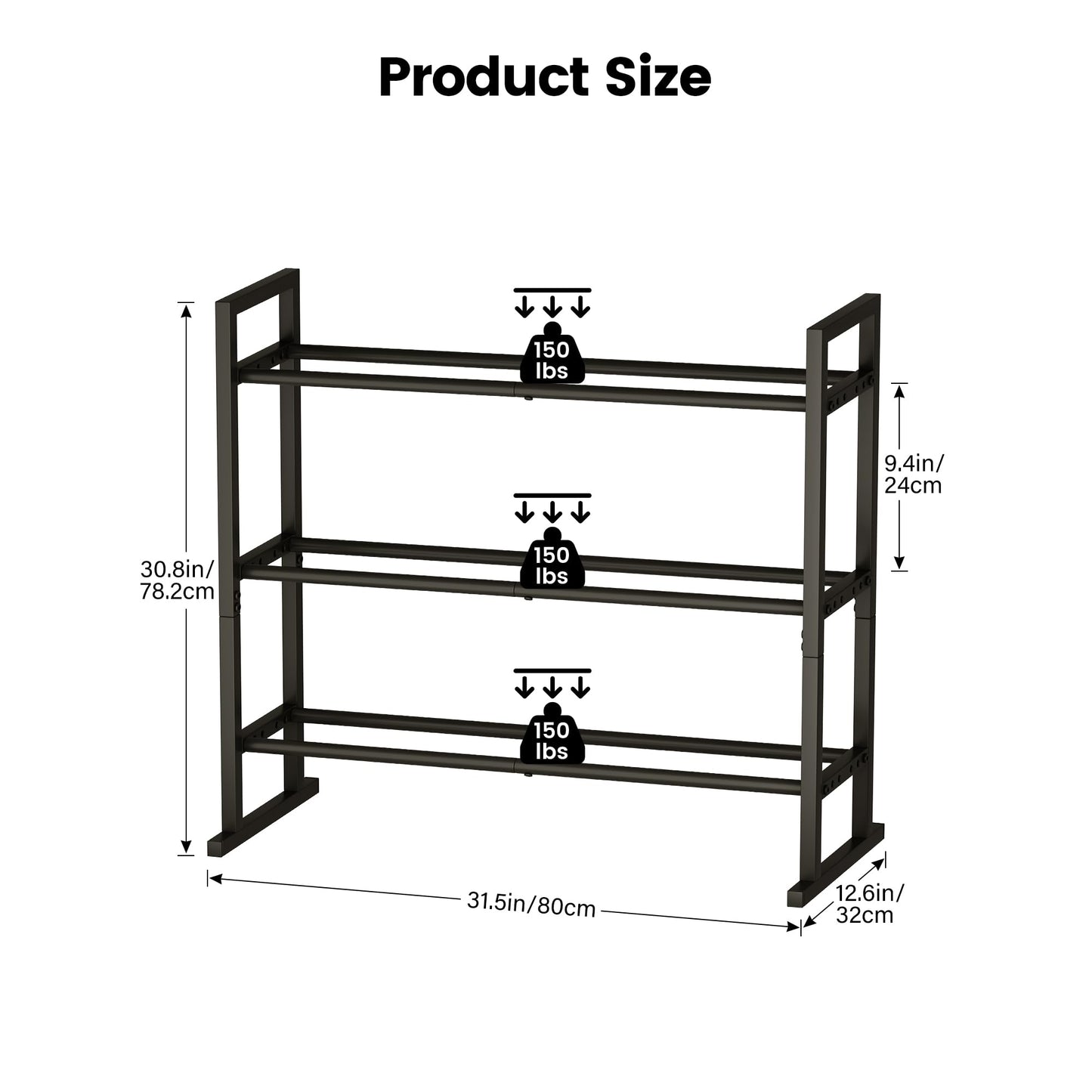3-Tier Adjustable Dumbbell Storage Rack, Weight Rack Stand, Extended Base Weight Storage for Home Gym – Holds Up to 450 lb, Space-Saving Fitness Equipment Organizer