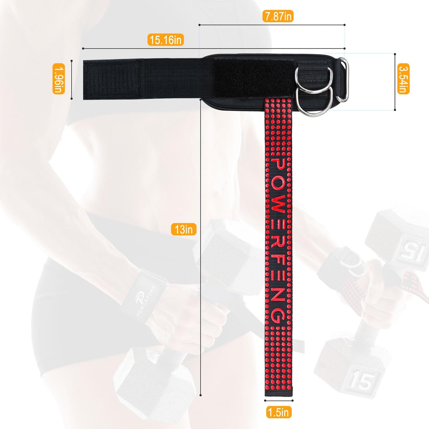 Weight Lifting Straps with D Rings for Gym Cable, Non-Slip Wrist Support, Weightlifting Straps for Bodybuilding, Powerlifting, Strength Training & Deadlifts (2Pcs)