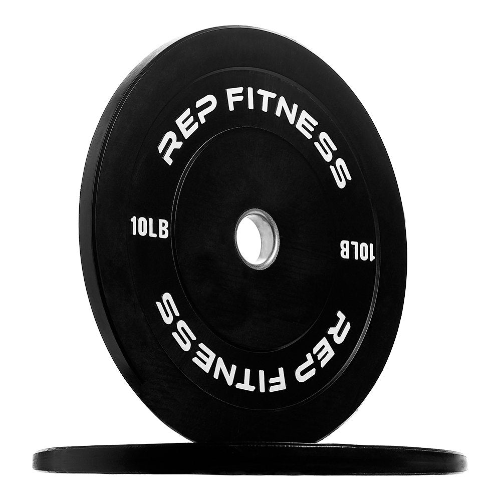 REP Fitness Rubber Bumper Plates, 10 LB Set, Olympic Standard Weights, Shock Absorbing Low Bounce Design, For Home Gyms, Fitness Centers, Strength Workouts, Barbell Use