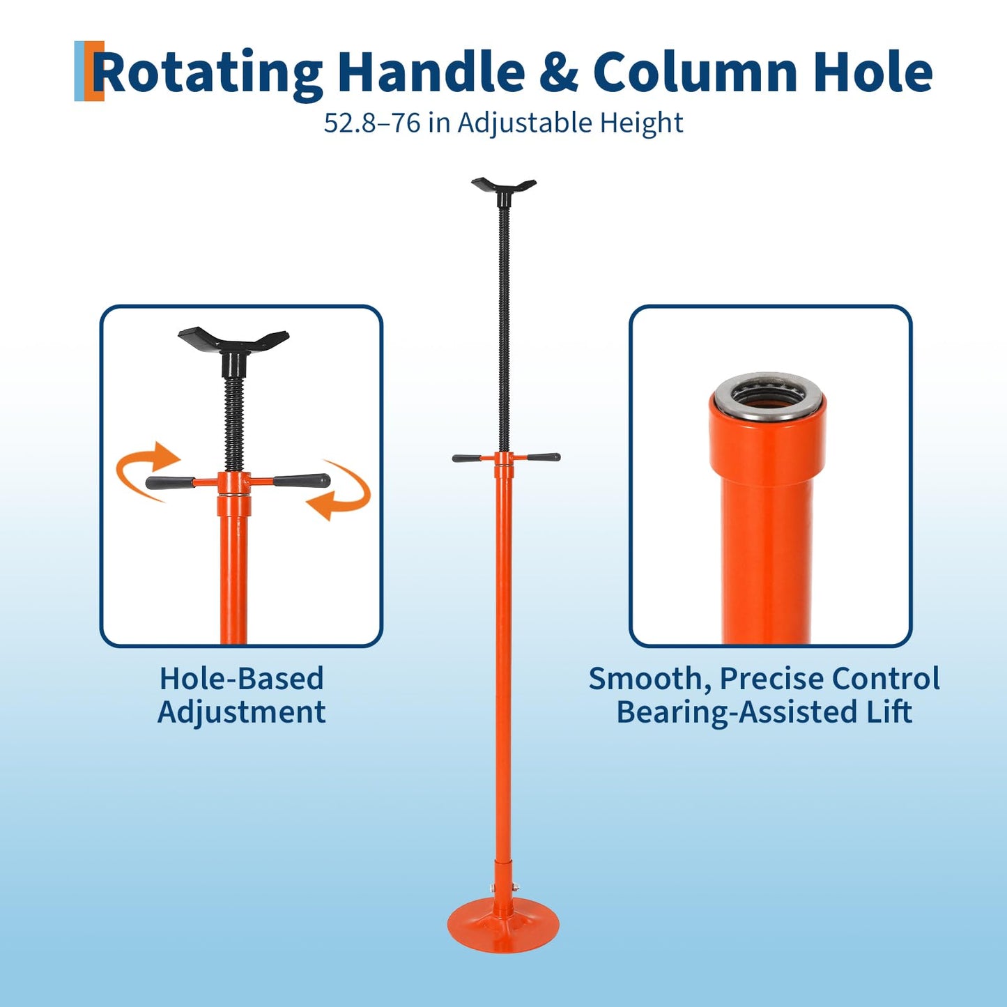 EliteEdge 2 Pack Underhoist Support Stand, 1653 LBS Screw Jack Stand with Adjustable 52"-76" Height, 3/4 Ton Under Hoist Support Stand for Vehicle Lifting & Support