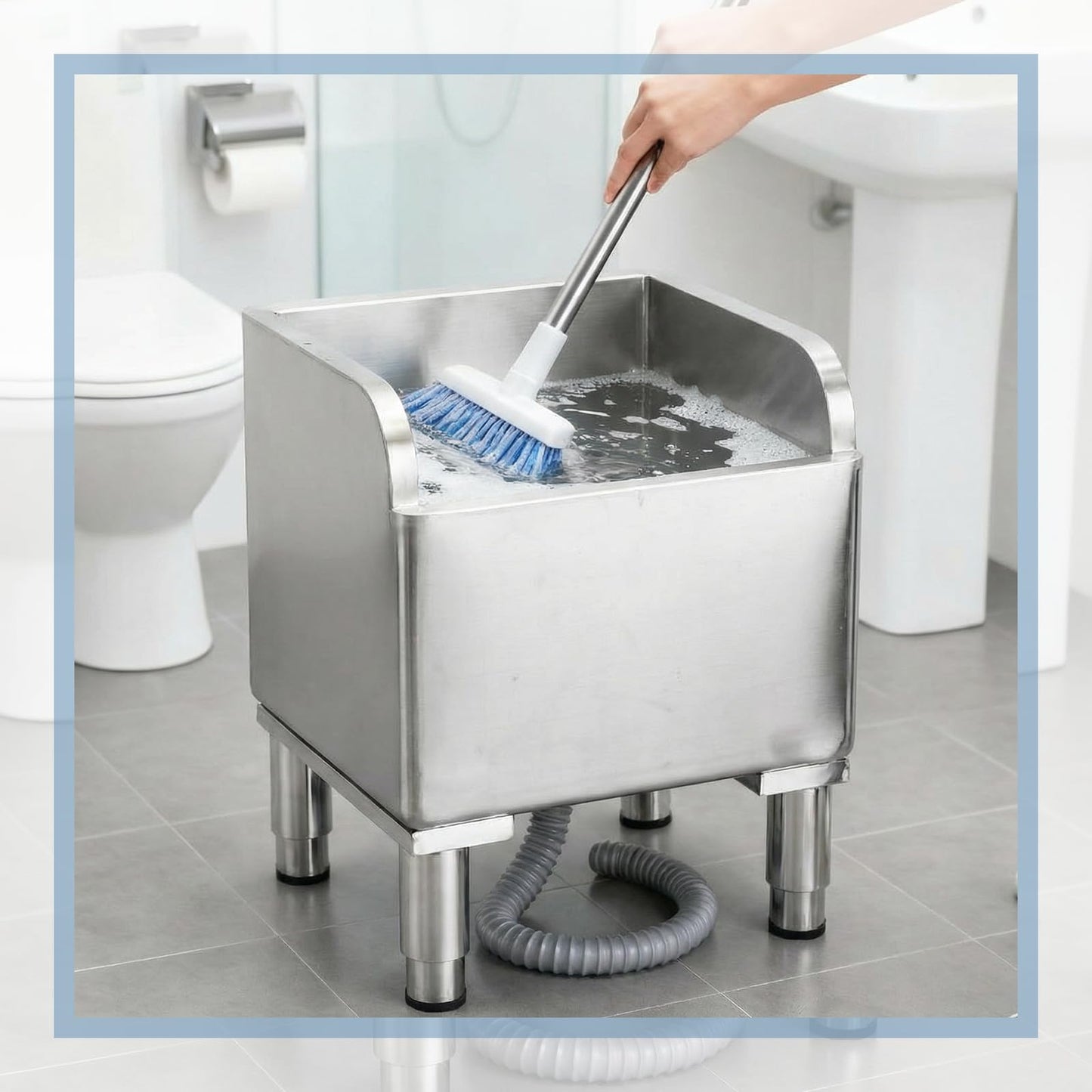 Sawysine Mop Sink with Drainage 304 Stainless Steel Commercial Floor Mop Sink Service Basin Vertical Sewage Tank for Laundry Room Restaurant Garage Balcony Industries,17.7"x16.1"x21.2"