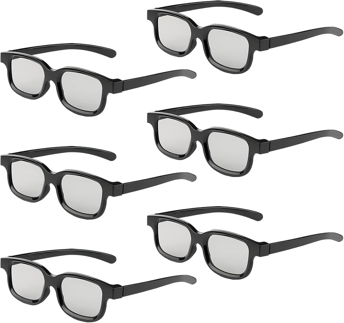 Cocar 3D 6-Pack 3D 3D Real Glasses, Circular Polarized Passive Glasses for Real Cinema, TV, and Projectors Non-Flashing