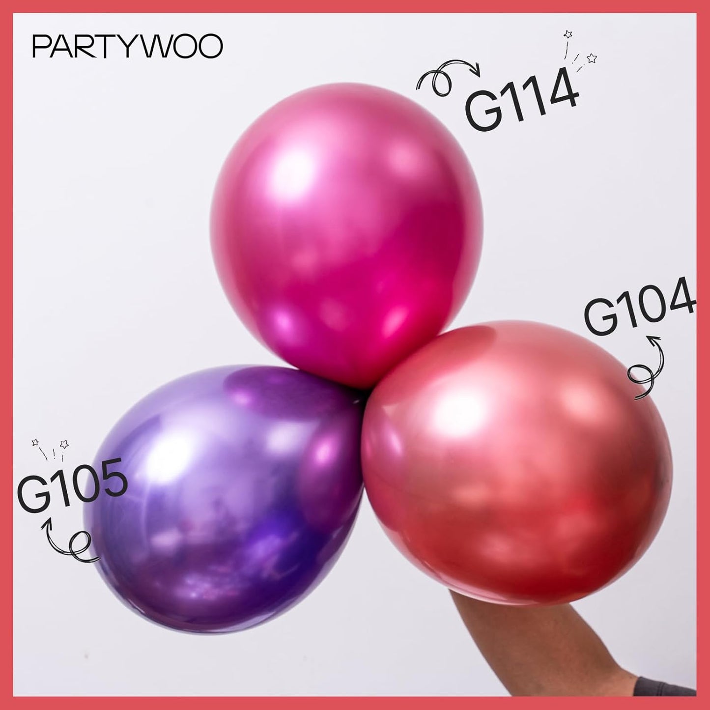 PartyWoo Metallic Pink Balloons - 50pcs 12 Inch Chrome Hot Pink for Birthday & Wedding Decor
