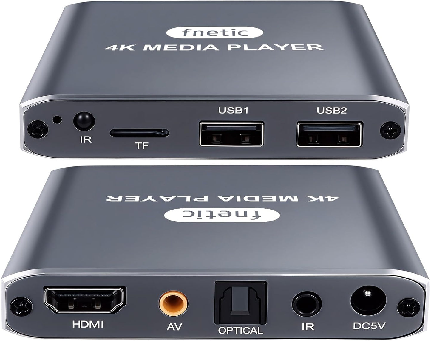 fnetic 4K MP4 H.265/HEVC, HD Digital Media Player, TV Video Player for USB Drive/Micro SD Card, Digital Signage, Auto