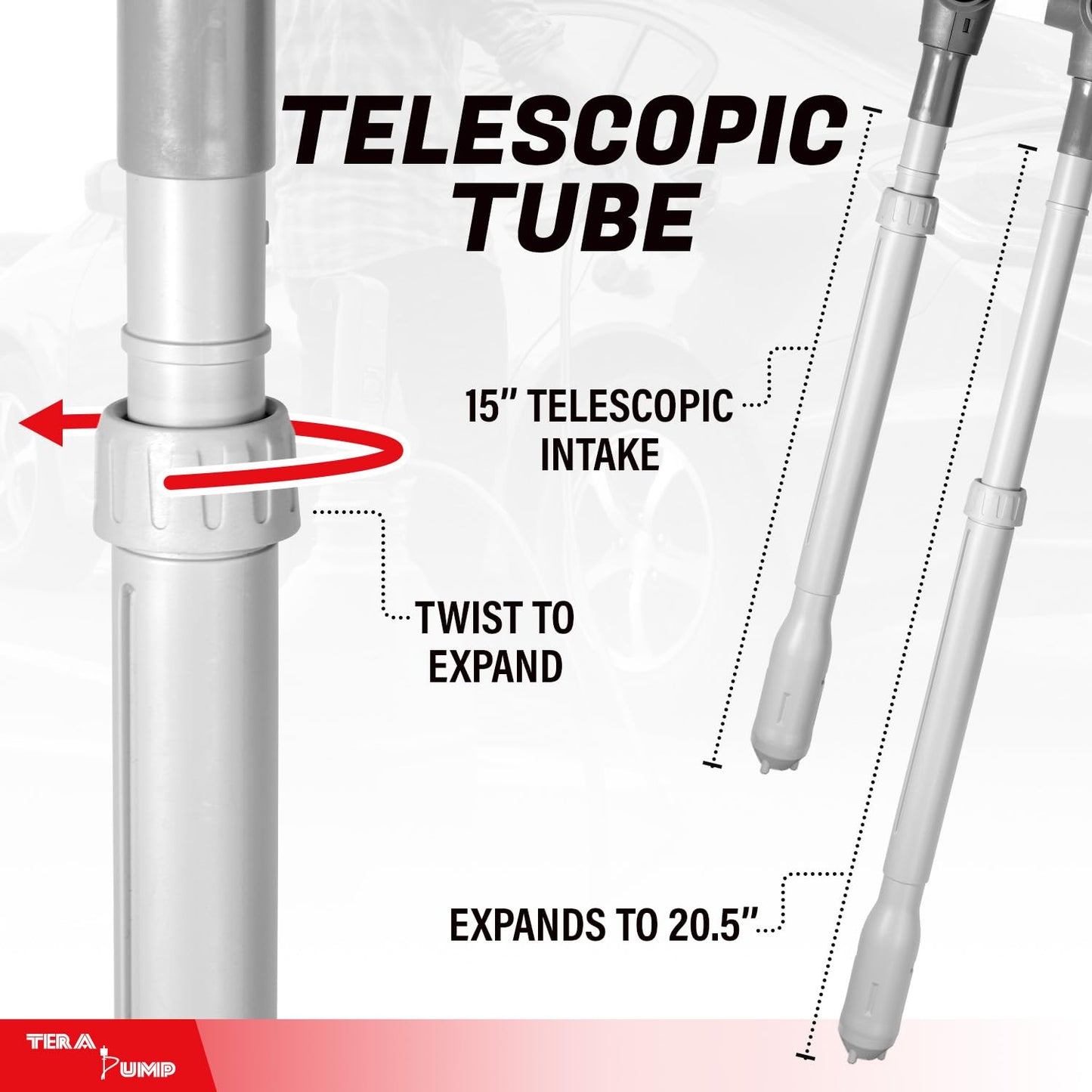 TERA PUMP 2nd Gen. 2.7 GPM Drum Pump USB Rechargeable Barrel Pump Extra Long Discharge Hose For E15, E85, DEF, Kerosene, Gasoline, Diesel, Light Oils, Detergents