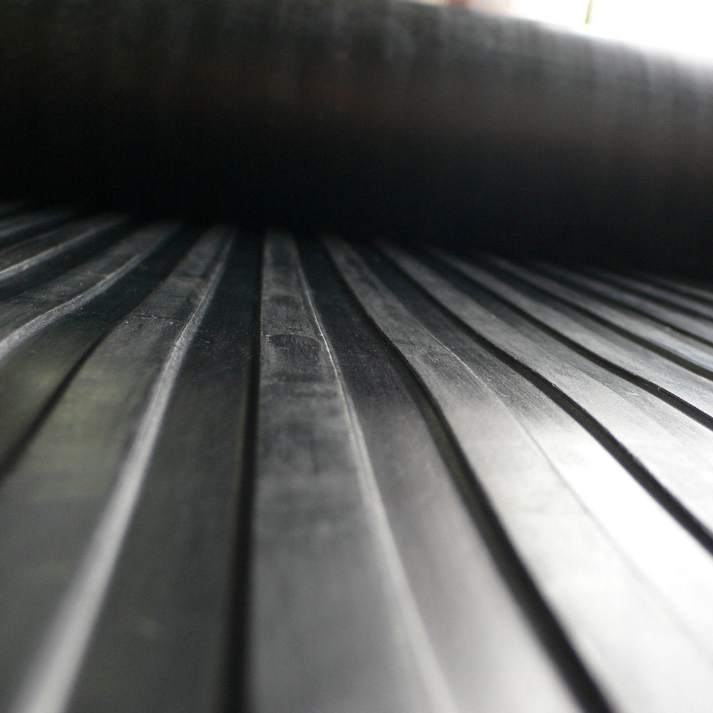 Rubber-Cal - 03_168_W_WR_08 Wide Rib Corrugated Rubber Floor Mat, 3 mm Thick x 4' x 8' Utility Runner, Black
