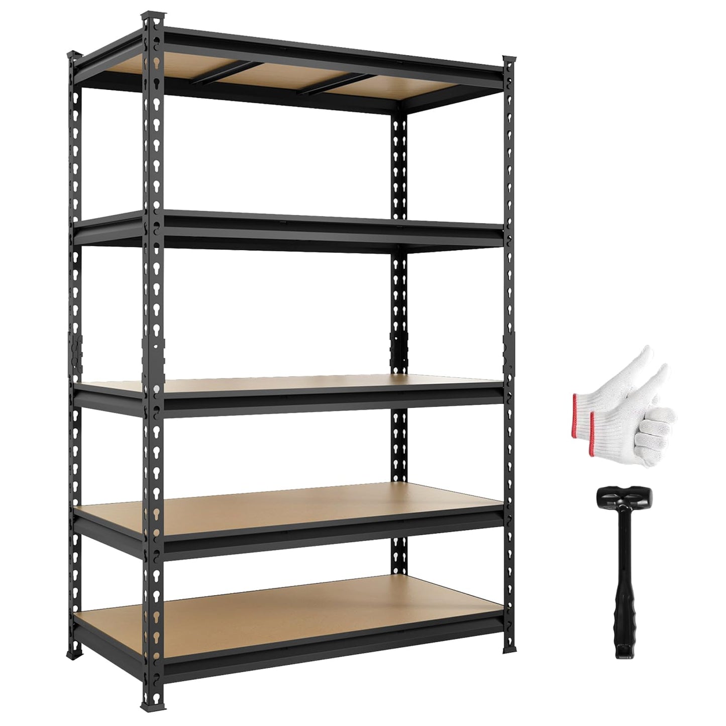 Big RED 5 Tier Heavy Duty Garage Storage Shelving: Adjustable Metal Utility Shelving Rack for Garage, Basement, Pantry, Closet - 3,000lb Capacity (72"x48"x24") Black