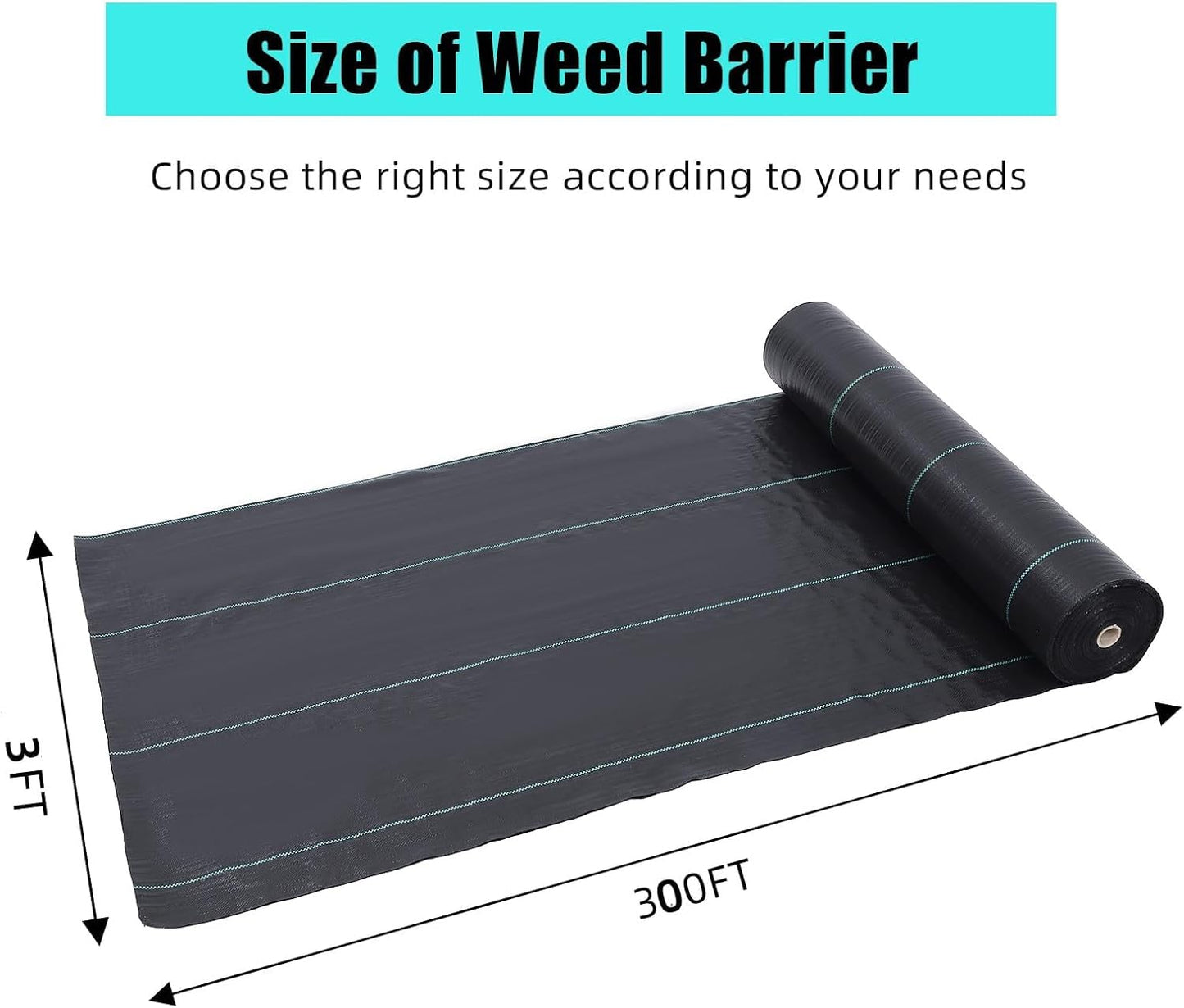 ExploreHorizon 3ft x 300ft Premium Weed Barrier Landscape Fabric, 3.24 oz Heavy Duty, Weed Control Fabric, High Permeability, Good for Flower Bed, Driveway Fabric and Ground Cover