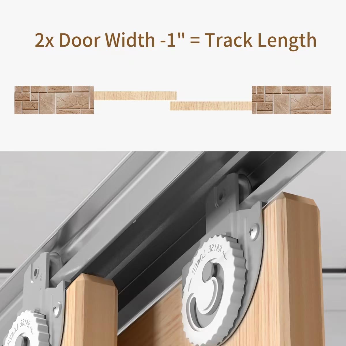Bypass Sliding Door Hardware 96", Bypass Wardrobe Closet Door Track Set, Smoothly and Quietly, for 2 Door System
