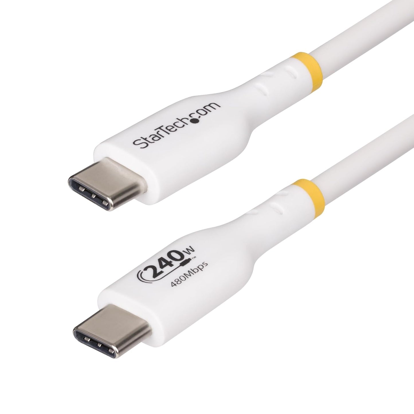 13ft 240W 2.0 StarTech.com White USB-C Charging Cable, USB-IF Certified USB C Cable, PD, USB Type-C Laptop Charger
