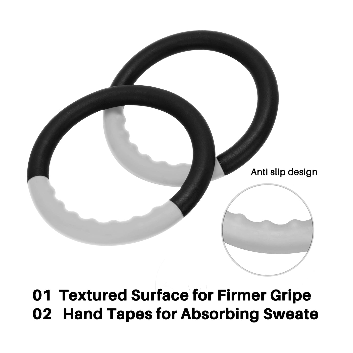 Teamaze Gymnastic Rings with 15 FT Adjustable Straps Non-Slip Gymnastics Rings Pull Up Workout Rings for Home Gym Exercise, Training (Grey)