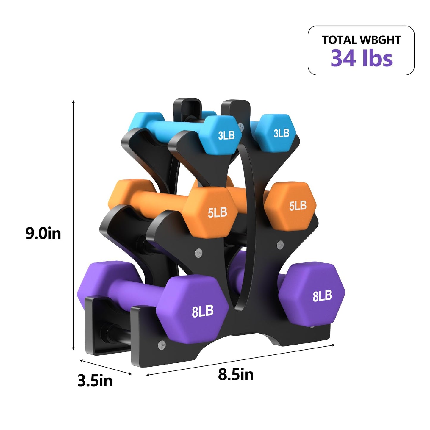 Portzon Weights Dumbbells Set with Various Color and Weights and Compatible, 1-15 LB, Anti-Slip, Anti-roll, Hex Shape