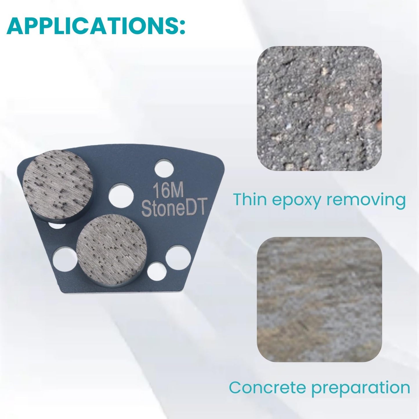 Diamond Grinding Shoes, Trapezoid Concrete Grinding Disc Fit with ASL Iron Horse Floor Grinders, Double Round Segs, 16 Grit Medium Bond, Pack of 9