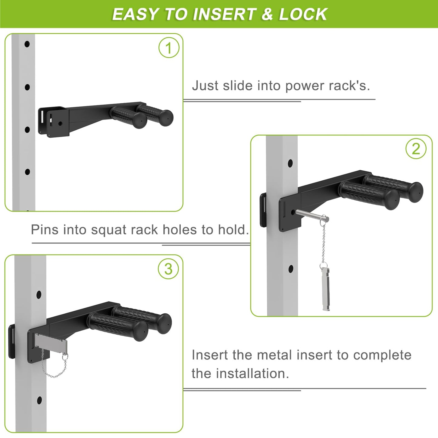 Lifeswell Dip Bar Attachment for 2" x 2" Power Rack, Non-Slip Wide & Narrow Grip Handles, 500 lbs Capacity, Squat Rack Attachment for Dips, Inverted Rows, Push-Ups