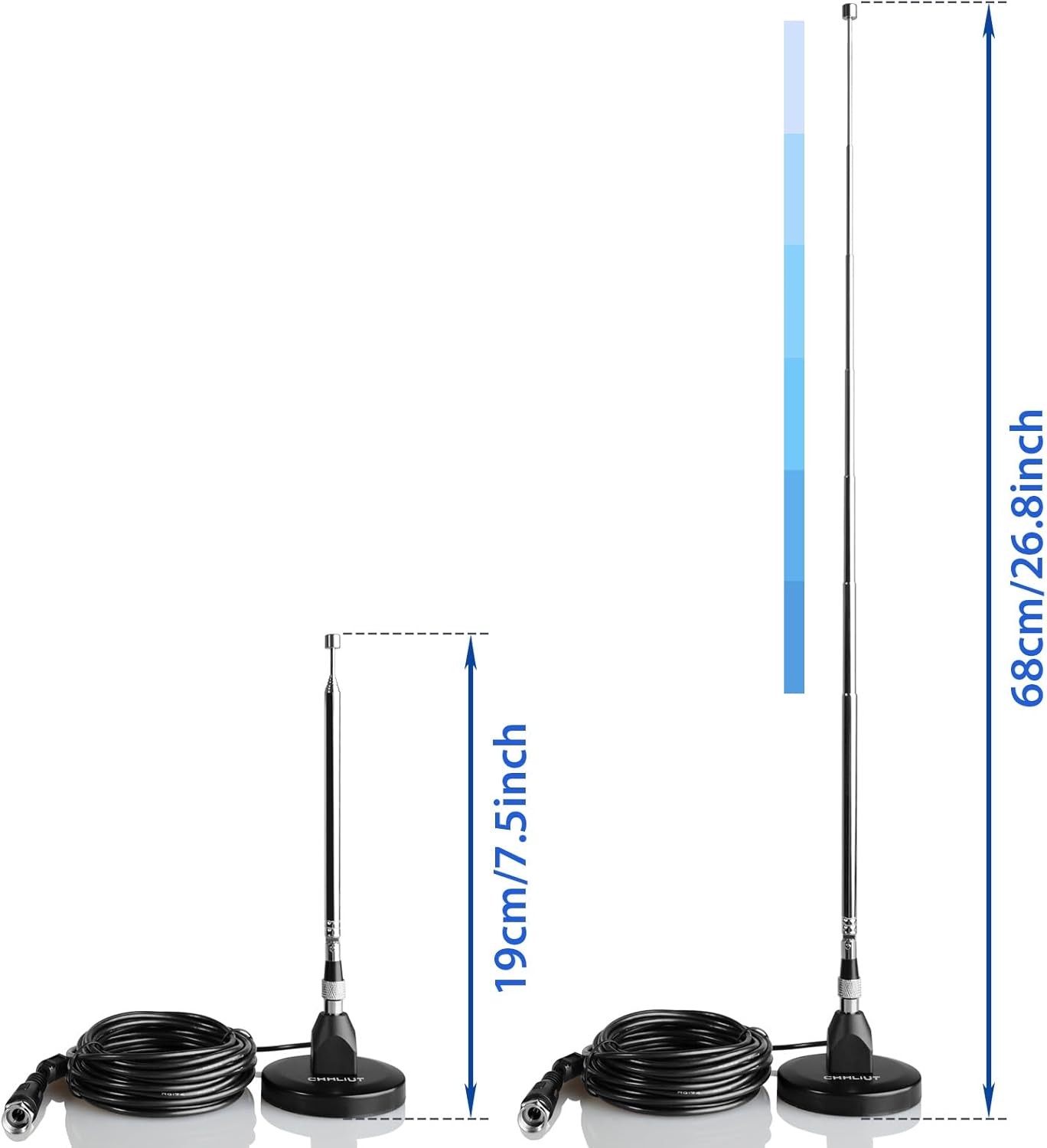 CHHLIUT 16ft FM Antenna for Stereo Receiver Magnetic Base, Coaxial Cable, Retractable, Perfect FM Reception for Home