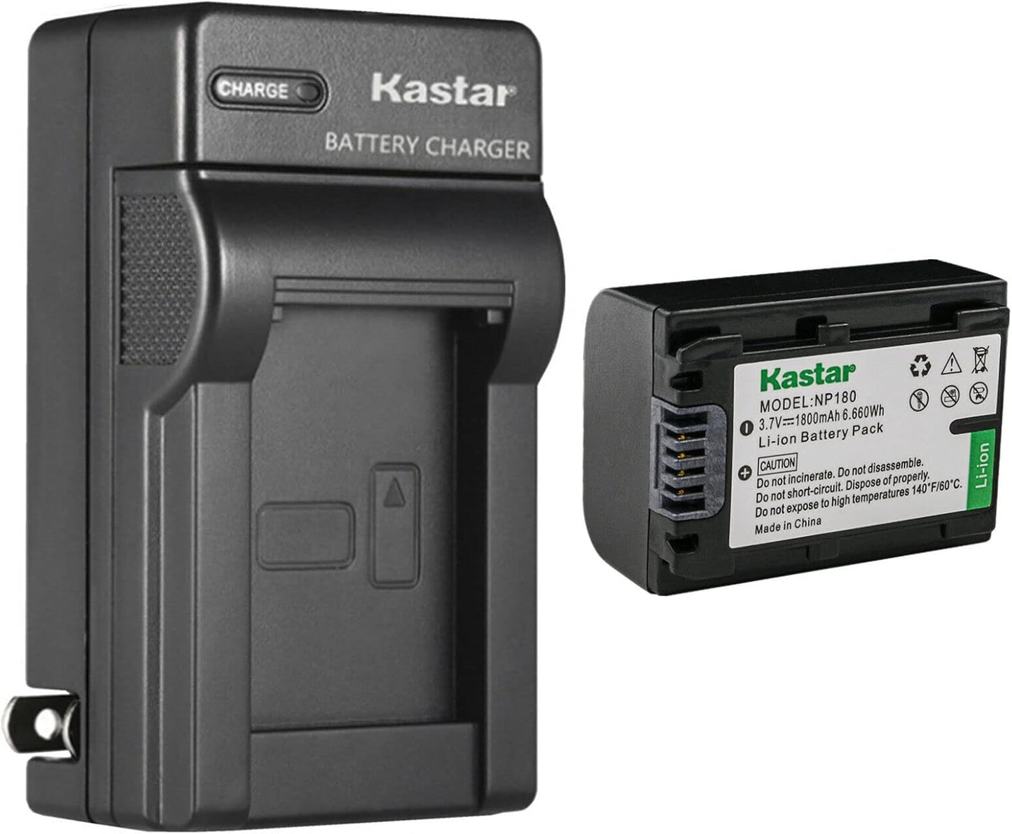 Kastar 1-Pack NP-180 MN2K50NV 2.7K /48MP, MN4K25NV 4K MN4K20NV 4K MN2K10NV 2.7K /48MP Battery and AC Wall Charger
