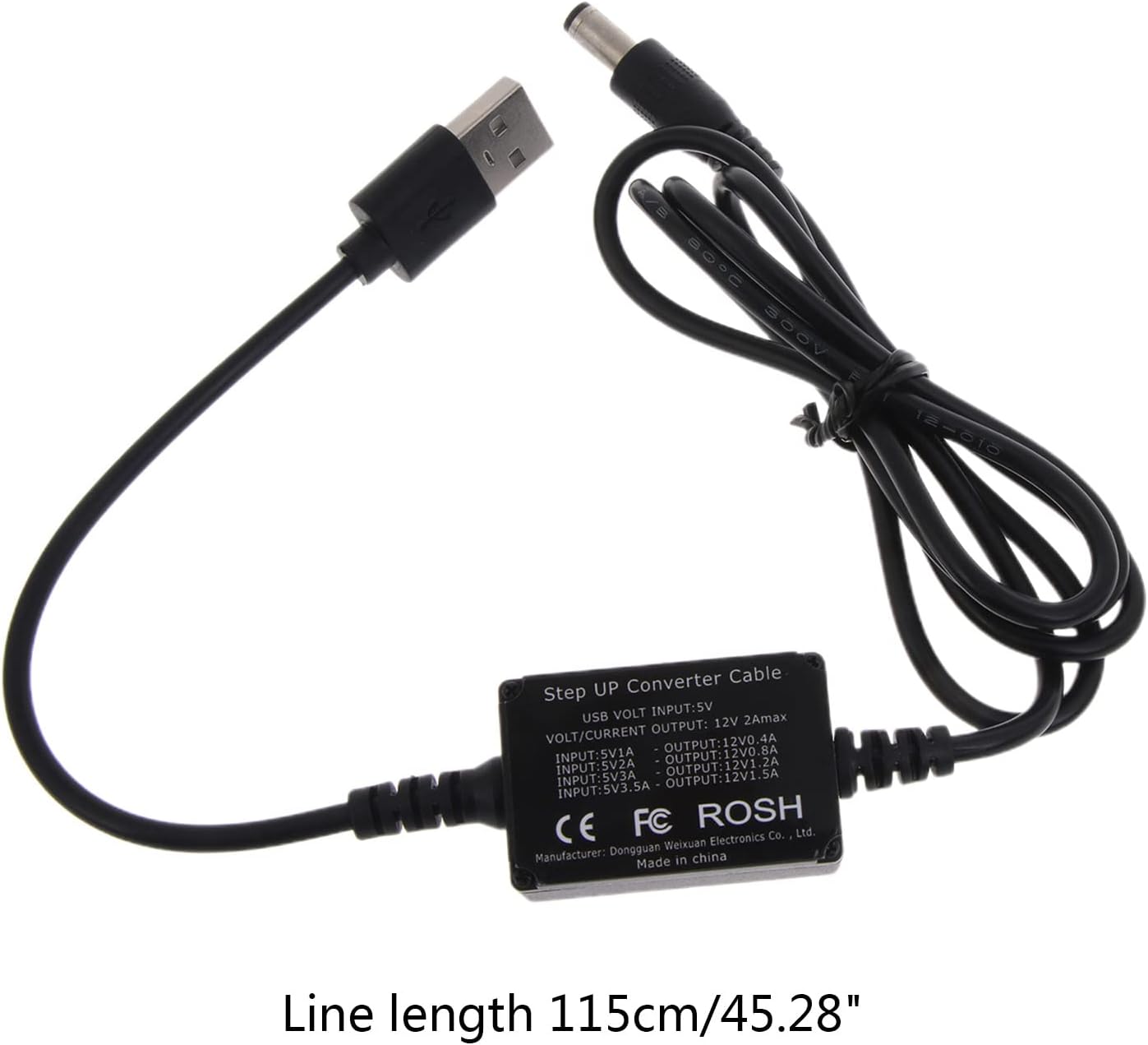 Bottone DC5.5x2.1mm 5V 12V, 3A, USB to Power Regulator Charging Cable, to Indoor Use, Compatible with Laptop, Power