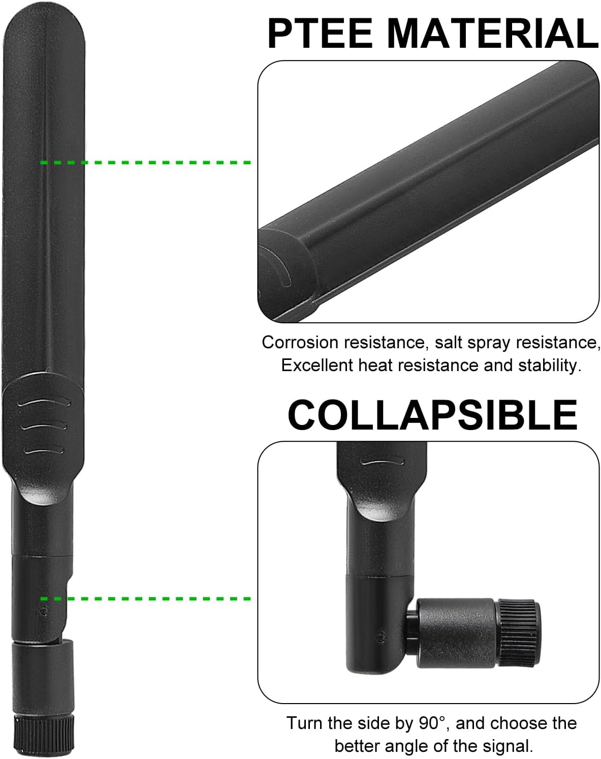 DORHEA 2Pcs 8dBi 2.4GHz 5GHz 5.8GHz Dual Band WiFi Antenna RP-SMA Male Bluetooth Antenna for USB Adapter Camera Video