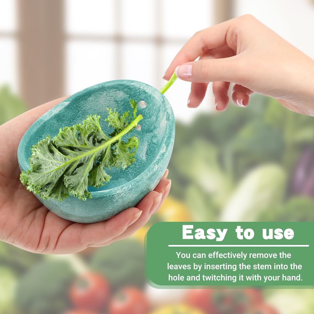 Pottery Herb Stripper Bowl, Handmade Ceramic Herb Peeling Cup with Different Hole Sizes for Separating Leaves and Stems (Blue)