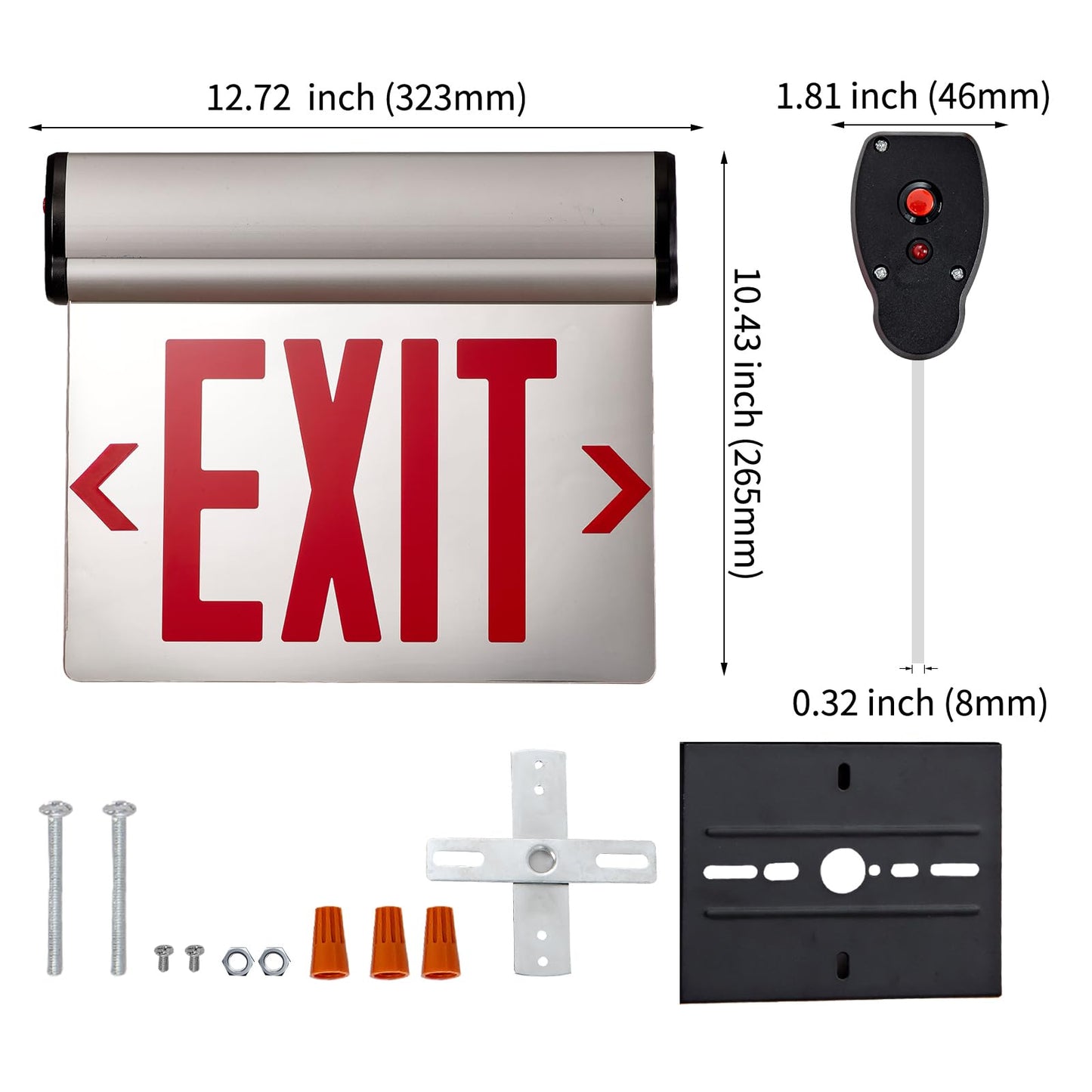 TANLUX Red Exit Signs for Business, Double Sides LED Edge Lit Exit Sign, UL 924, Hardwired Emergency Exit Lights with Battery Backup, Aluminum Housing with Rotating Acrylic Mirror Panel, AC 120/347V, 4 Pack