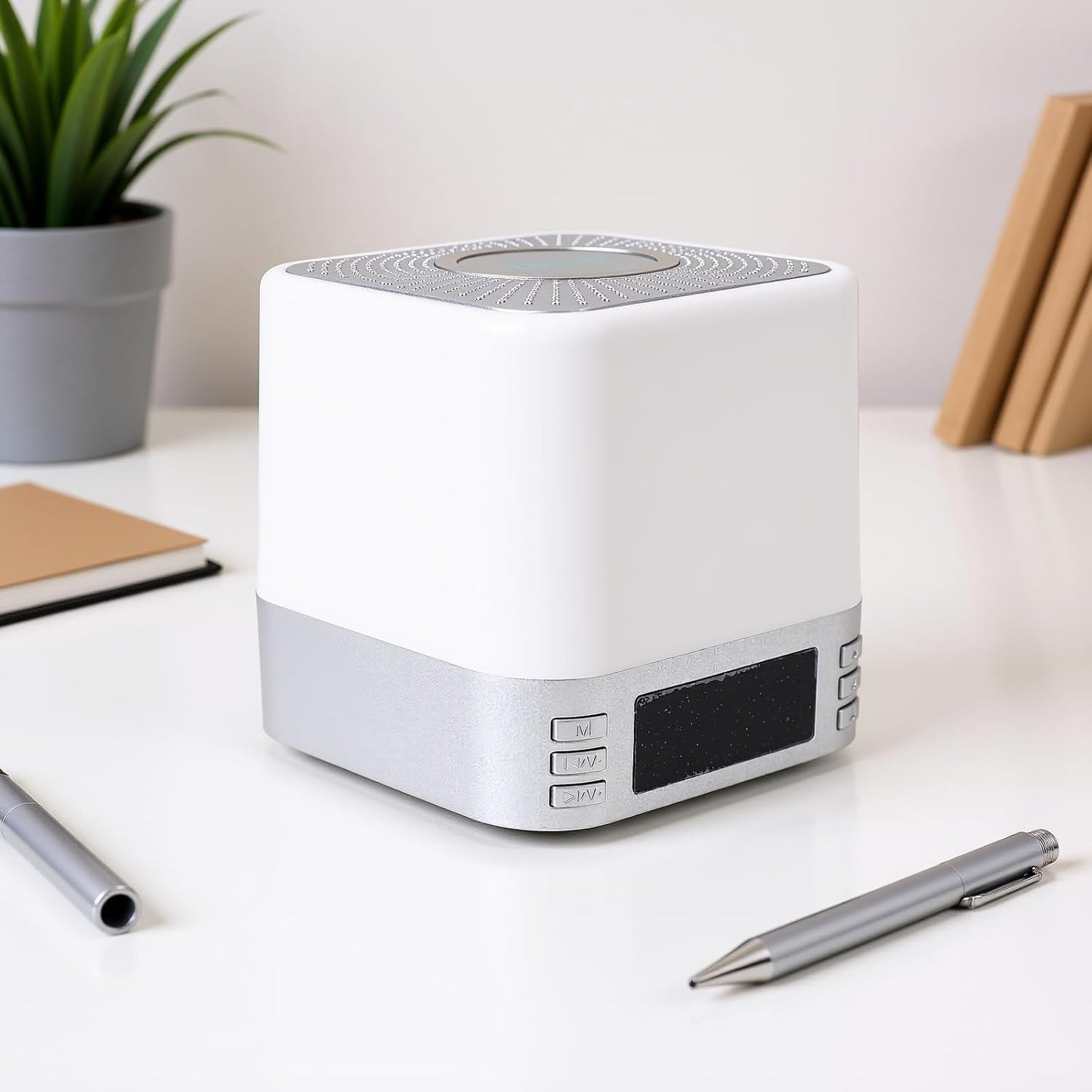 5.3, 15W Zunate Clock Speaker Wireless Charger with Bluetooth Digital Alarm Clock Night Light, White Noise Sleep Sound