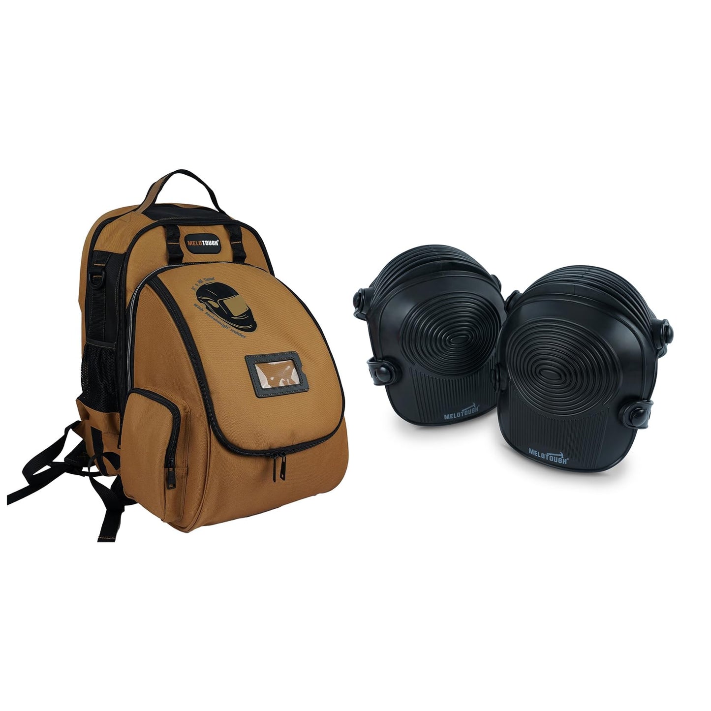 MELOTOUGH Welding Tool backpack for Tools and Helmet Extreme Gear Pack with Large Capacity Welding Helmet Bag,Work Knee Pads for Men Women Construction, Flooring, Roofing - Comfortable and Non Slip