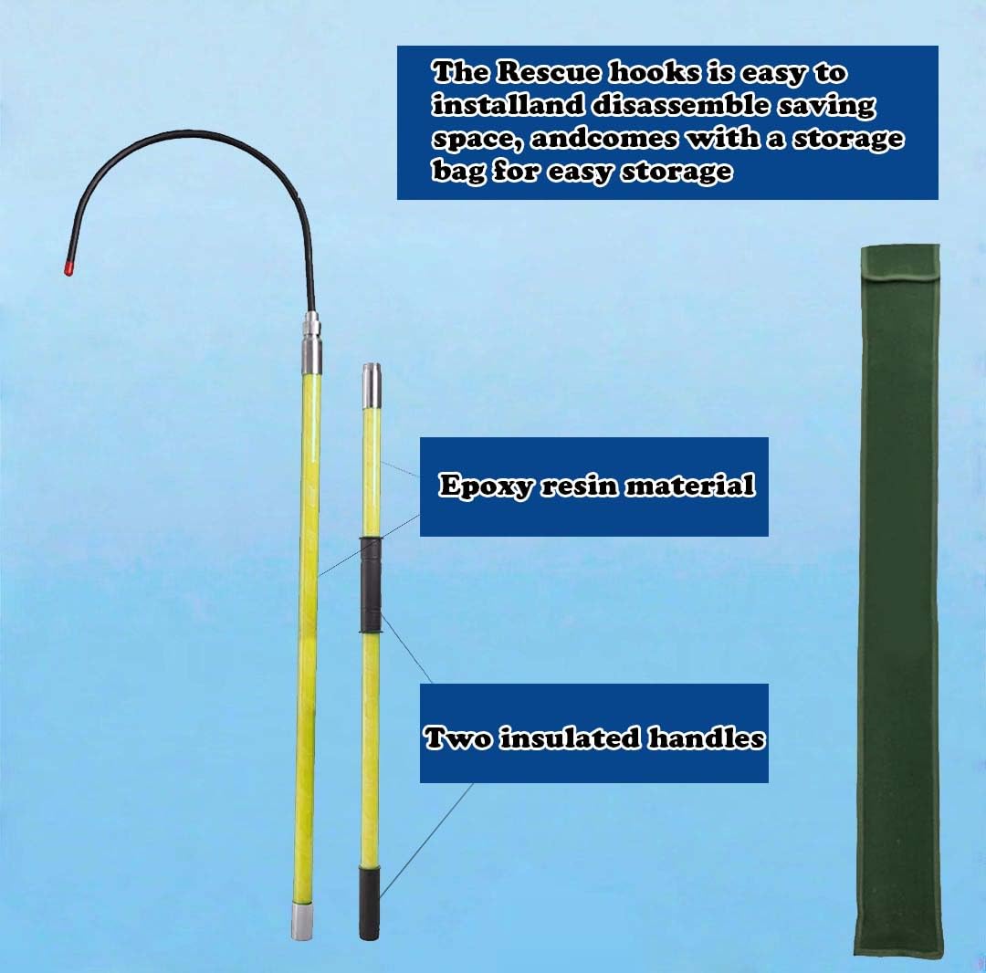 7.6 Feet Rescue Hook, High Voltage Insulated Rescue Hook high Voltage Telescopic 10kv35kv, Fire Electrician Anti-electrocution Rescue Hook 380V, Rescue Hook,18 inch Opening (Yellow7.6Feet)