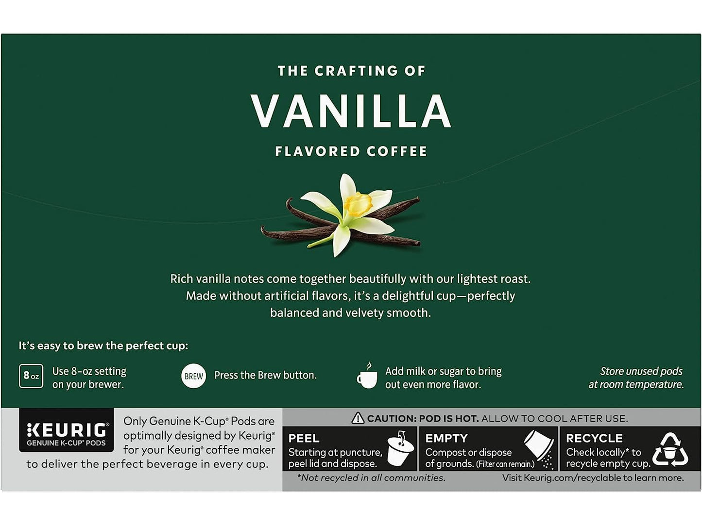 Starbucks K-Cup Pods - Vanilla Flavored Coffee Without Artificial Flavors | 40 Count (4 Boxes)