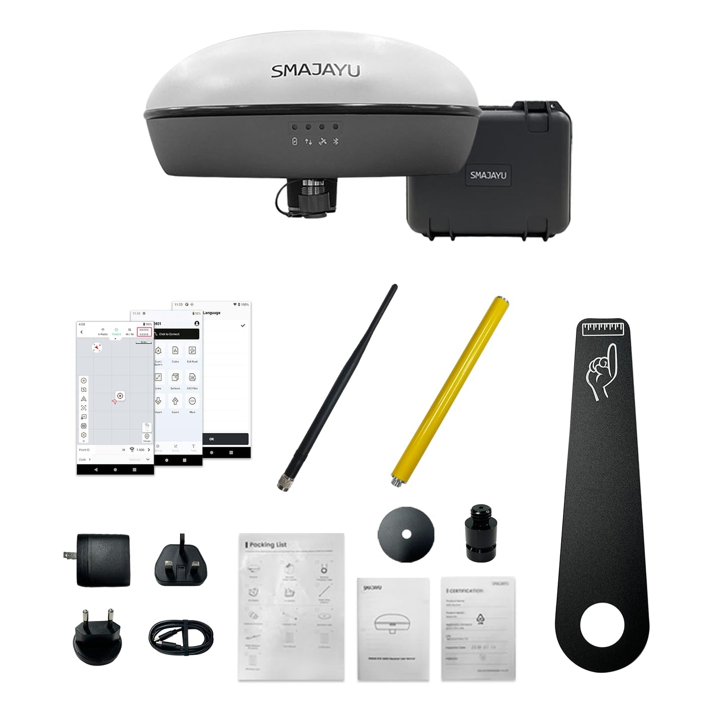 SMA20 Base 900MHz GNSS RTK GPS Surveying Equipment 1408 Channels, Work as Base Station for UAVs/Drones, Land Survey, Topographic Mapping, CORS/NTRIP Correction, Free Software, NOAA Certified