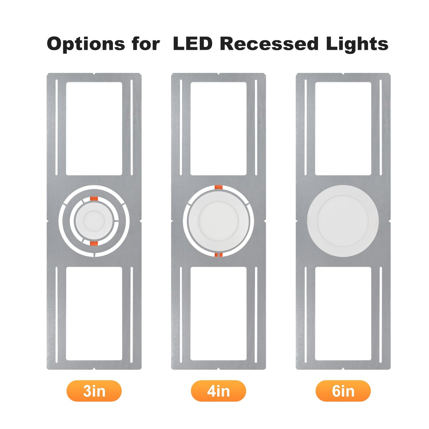 48 Pack New Construction Mounting Plate with 3-4-6" Round Hole –26× 8" Galvanized Steel Recessed LED Light Plate in Wafer Light Bracket, Thin Recessed Ceiling Light with Junction Box