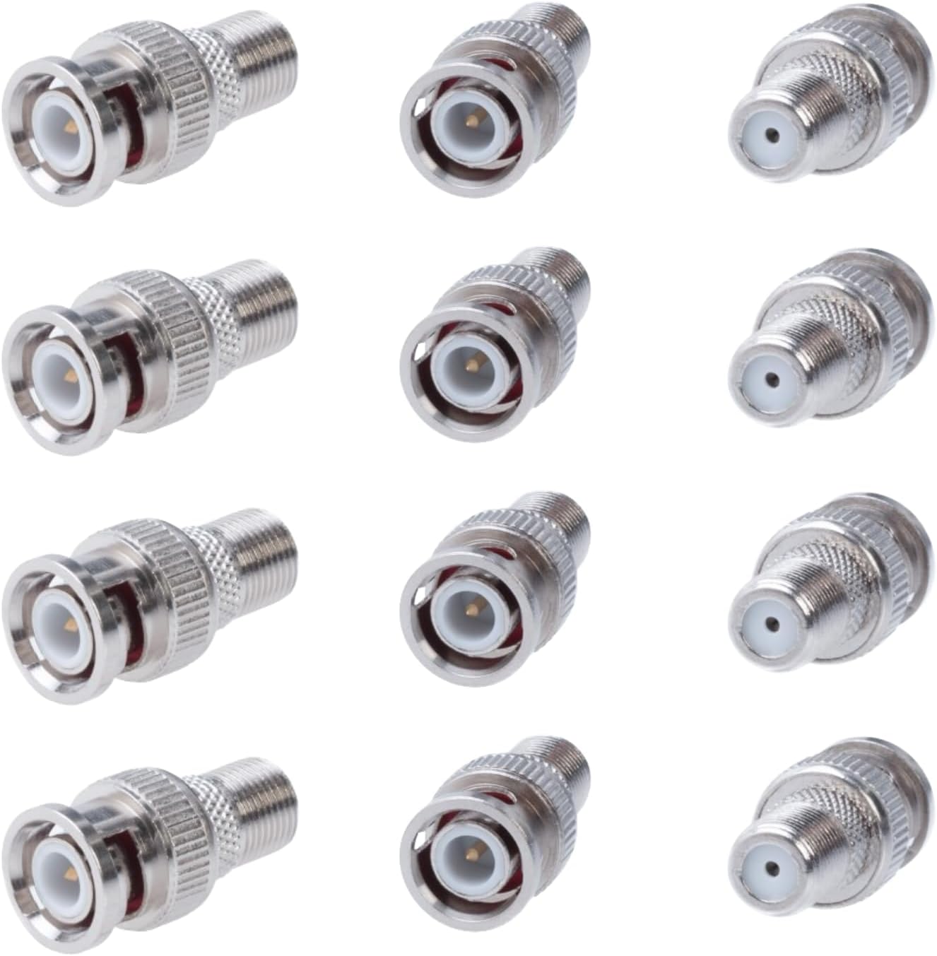 SATMAXIMUM Cctv4Less 50 Pack BNC Male Plug to F Female Jack Coax Adapter Connector for CCTV, DVR, and TV Applications