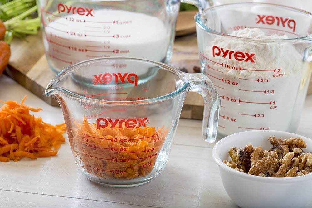 Pyrex Essentials Glass Measuring Cups Set - 1 & 2 Cup | Oven, Dishwasher, Freezer & Microwave Safe
