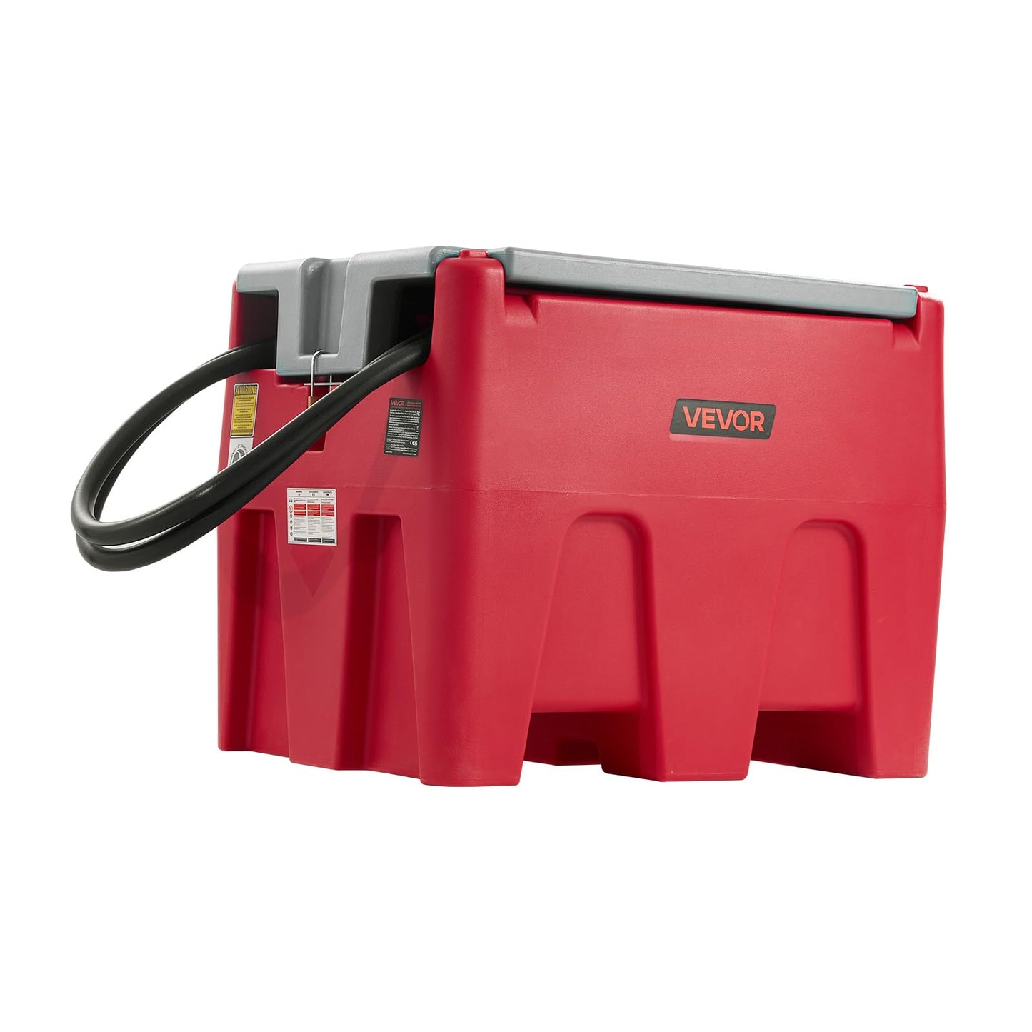 VEVOR Portable Diesel & Gasoline Tank, 58 Gallon, 10 GPM Flow Rate, Diesel Fuel Tank with 12V Electric Transfer Pump, 13.1ft Hose, Auto Fueling Nozzle, Transfer Tank for Easy Fuel Transportation, Red