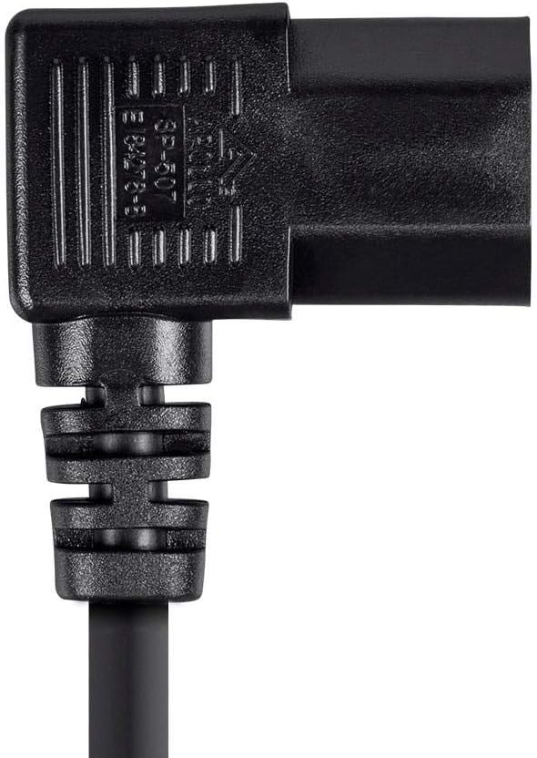Monoprice 6ft 16AWG 3 (C13/5-15P) Right Angle Power Cord Cable w/ Conductor PC Power Connector Socket - Black