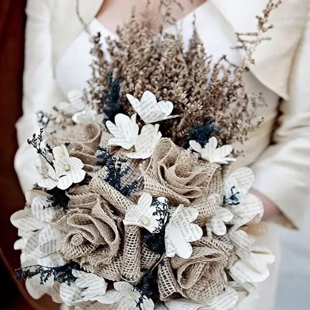 Skiennix 12PCS Large Burlap Flowers - Handmade Jute Roses for Wedding & Craft Decorations | 3.15 in